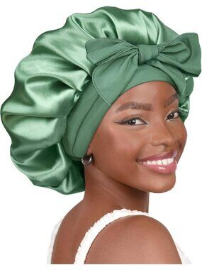 〽️Women Sage Double Layer Hair Wrap Reduce Friction Prevent Frizz Satin Bonnet
